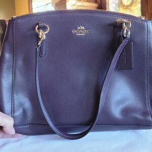 Coach Dark Purple Leather Shoulder Bag
